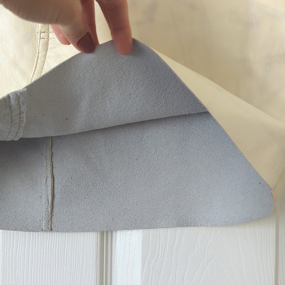 Frame Le High 'N' Tight Recycled Leather A-Line Mini Skirt Cream 30 - Picture 8 of 12